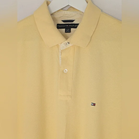 Tommy Hilfiger Mens XL Color Yellow Short Sleeve With Logo Polo Shirt - Picture 4 of 9